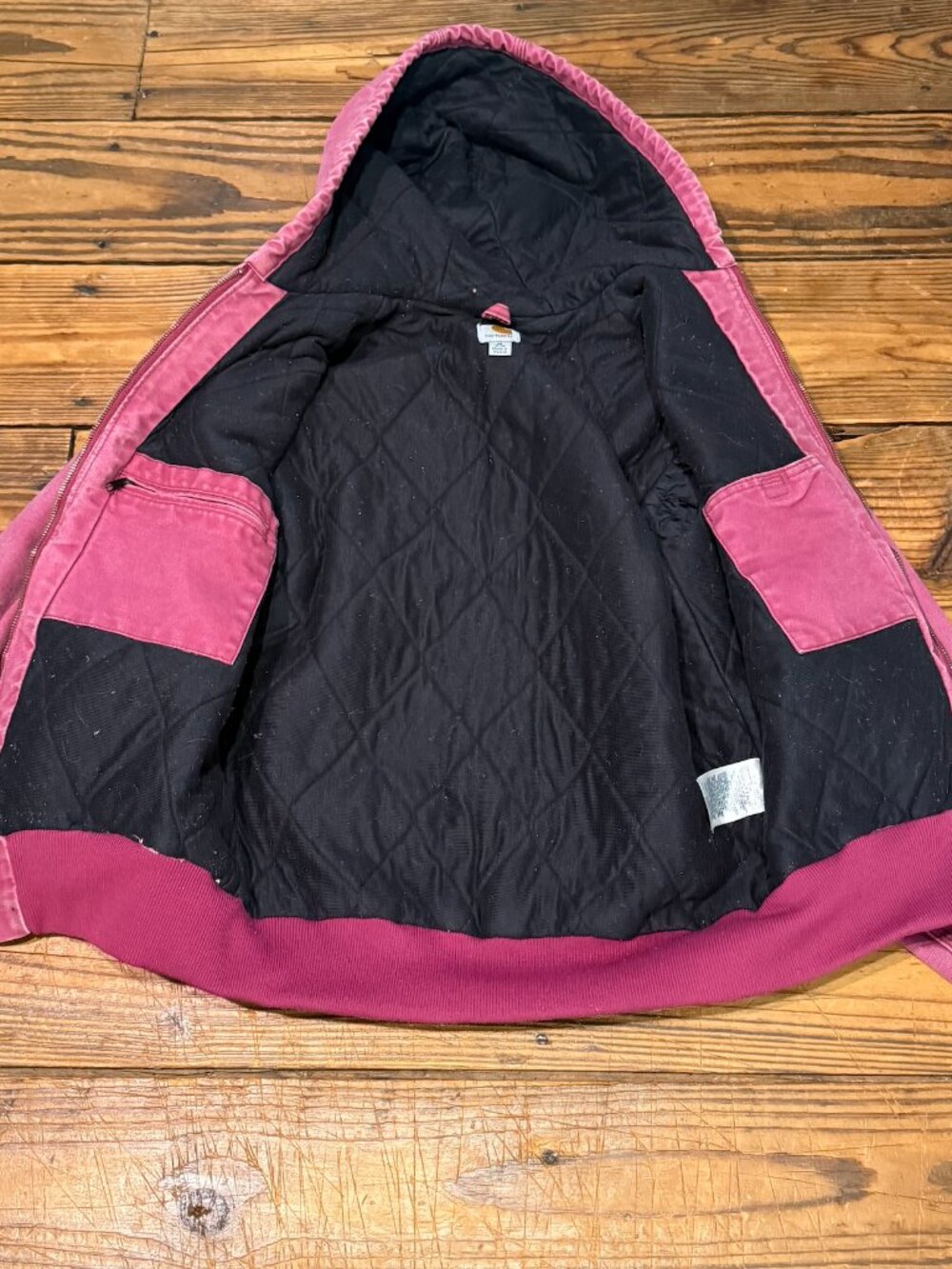 Vintage Carhartt Quilt-Lined Hooded Jacket WJ130 Women's Size Medium 8/10 RARE - Picture 14 of 16